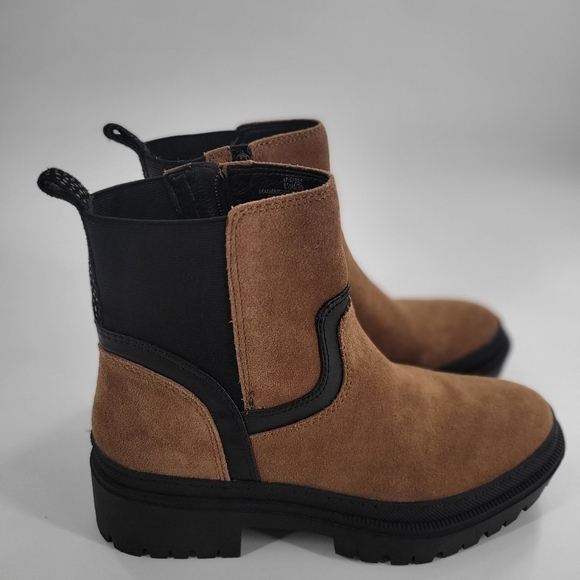 Lucky Brand Eabile Suede Lug Sole Boots (Cognac) Size 8.5 - Picture 1 of 6